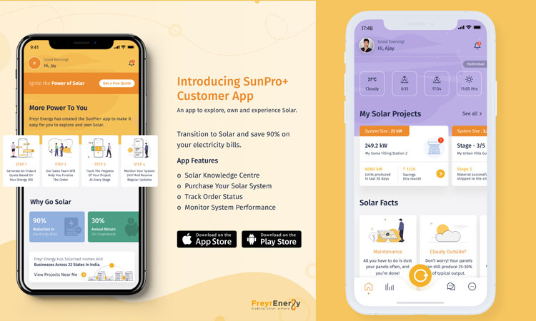 Freyr's launched SunPro+ mobile app to monitor solar system performance